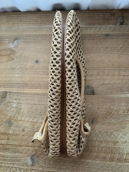 H&M Braided Ballet Flats In Beige Size 38 Woven Mesh New - Picture 5 of 7